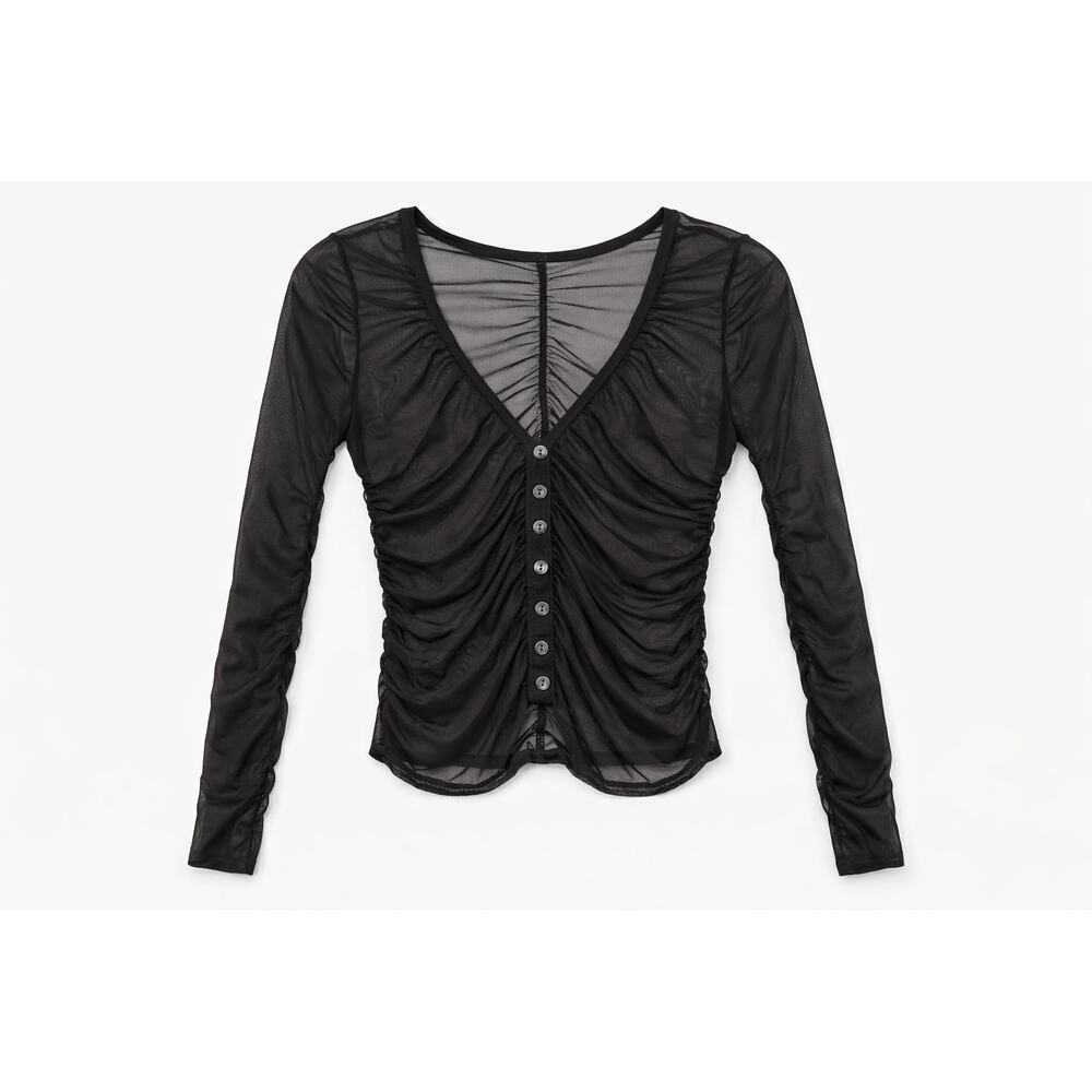 Sheer Black Button-up Blouse